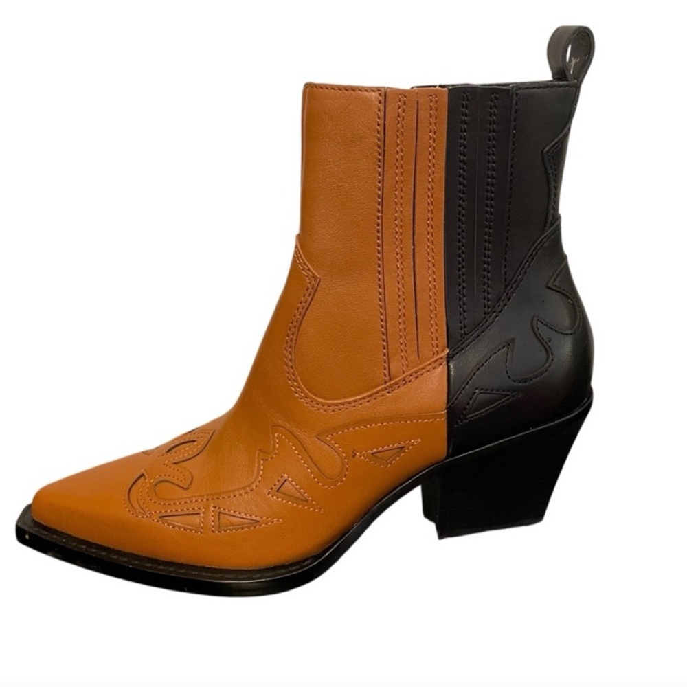 Dolce Vita Ramson Western Boot Black Brown Leather Size 7